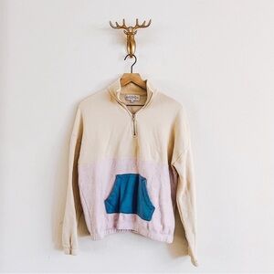 Wildfox Women's Cream/Pink 1/4 Zip Sweater Size Medium